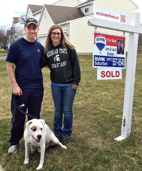 Happy couple with dog